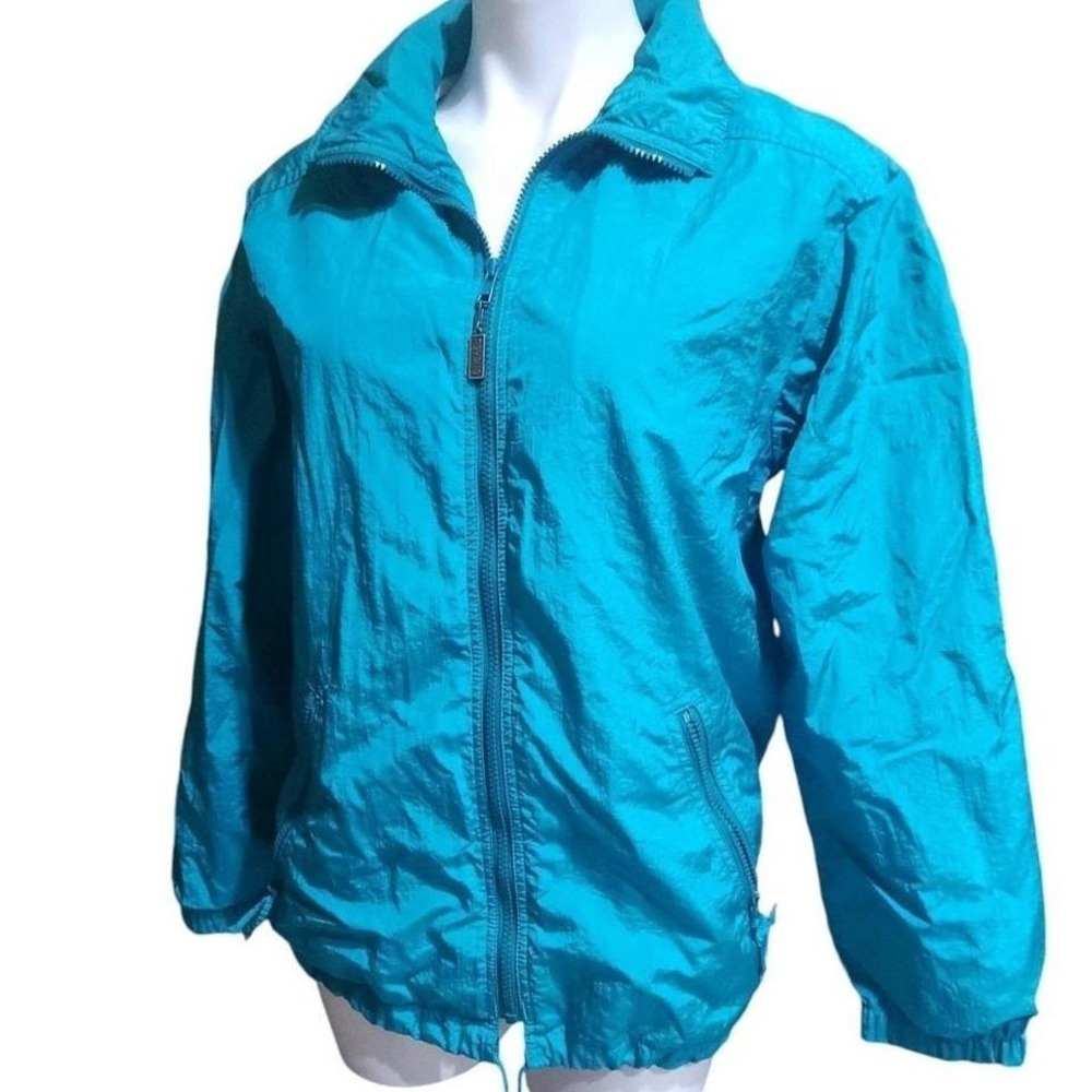 Vintage 1990s Turquoise Full-Zip‎ Windbreaker Jacket - Size S